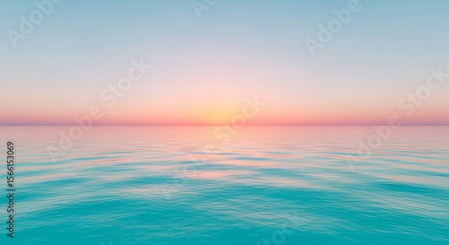 Serene ocean horizon at sunrise with soft pastel sky and gentle waves