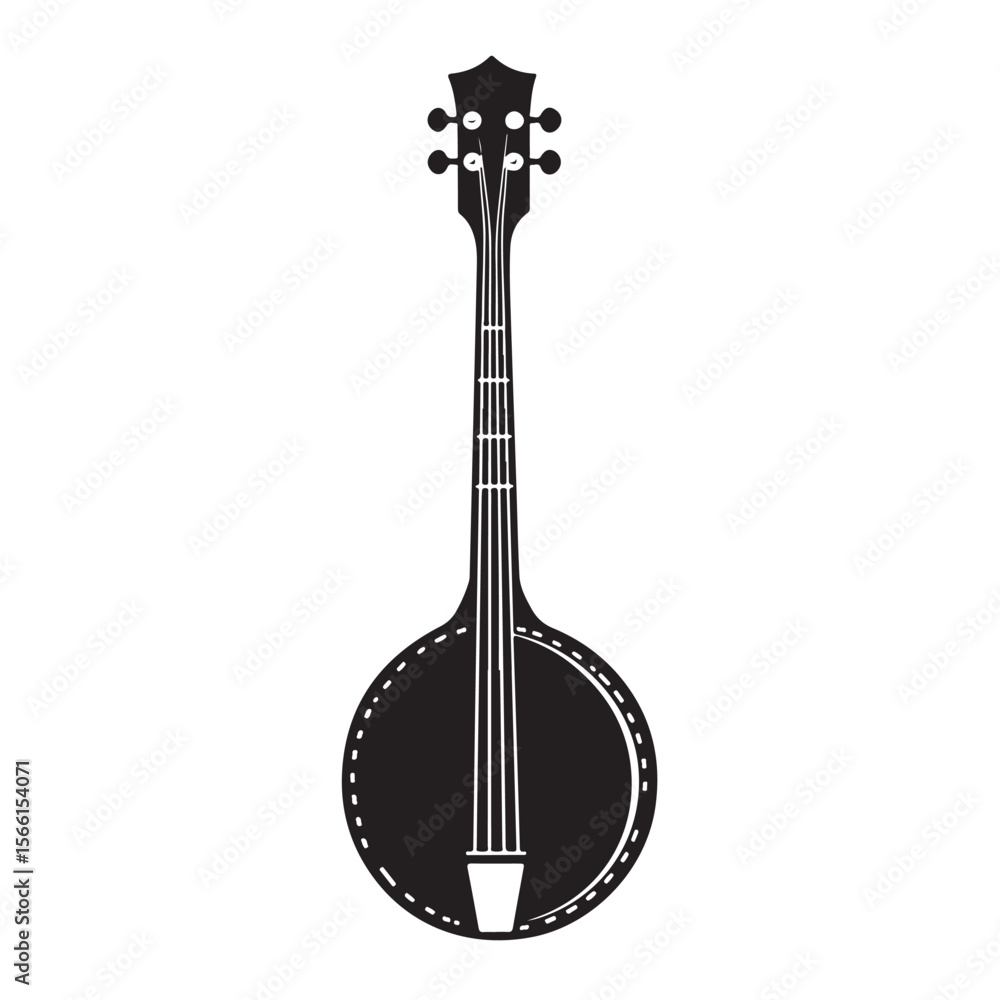 Fototapeta premium banjo line art silhouette vector illustration