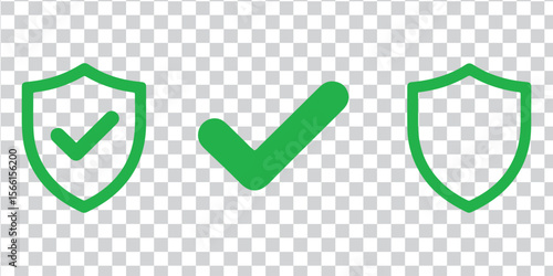 Green Shields and Checkmarks security protection