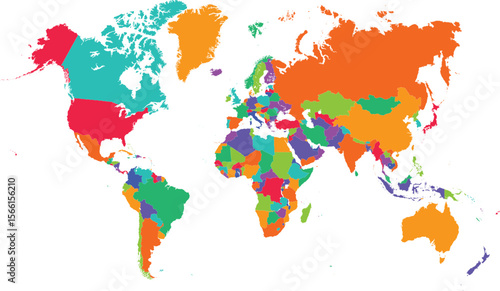 world map made of colorful splashes