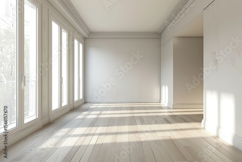 Pixel Perfect Image of Empty Room with Light Comes In  3D RenderingHigh Detail  8K