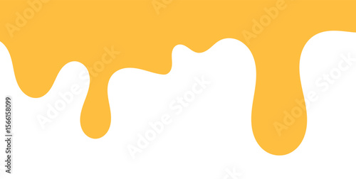 Dripping sweet yellow honey, isolated melting maple syrup. Vector golden organic sticky oil or juice liquid with drops. Flowing droplets of nectar