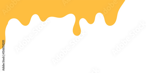 Dripping sweet yellow honey, isolated melting maple syrup. Vector golden organic sticky oil or juice liquid with drops. Flowing droplets of nectar