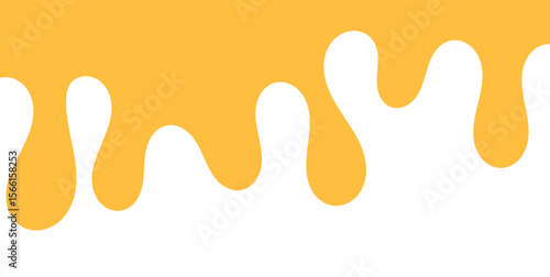 Dripping sweet yellow honey, isolated melting maple syrup. Vector golden organic sticky oil or juice liquid with drops. Flowing droplets of nectar