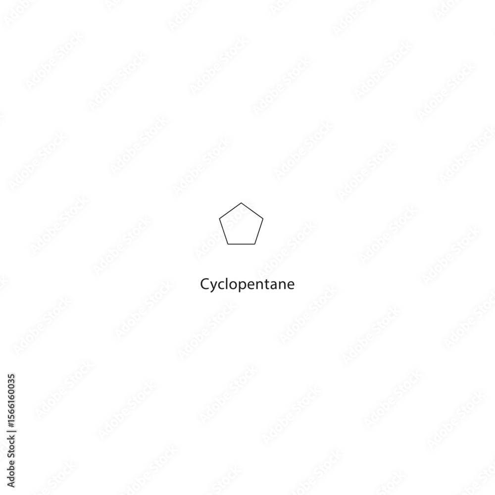 Fototapeta premium Cyclopentane skeletal structure. Cycloalkane compound schematic illustration. Simple diagram, chemical formula.