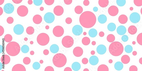 Wallpaper Mural A whimsical seamless pattern featuring pink and blue polka dots on a white background, repeating, summer Torontodigital.ca