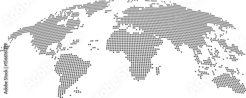 dotted world map black isolated on transparent background