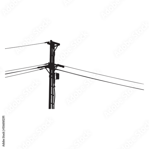 electric pole vector power lines on a white background