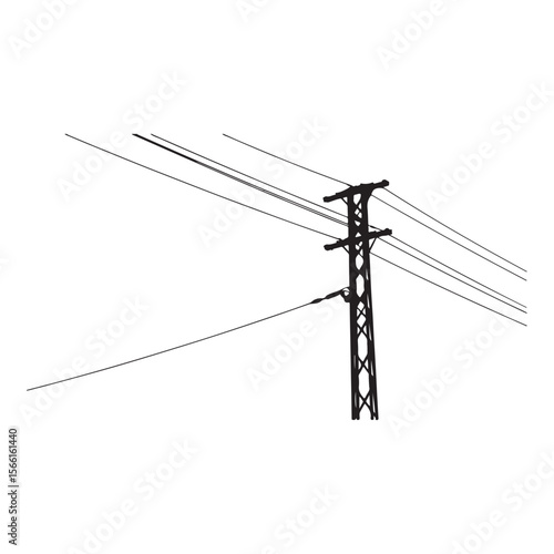 electric pole vector power lines on a white background