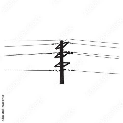 electric pole vector power lines on a white background