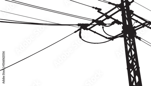 electric pole vector power lines on a white background