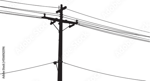 electric pole vector power lines on a white background