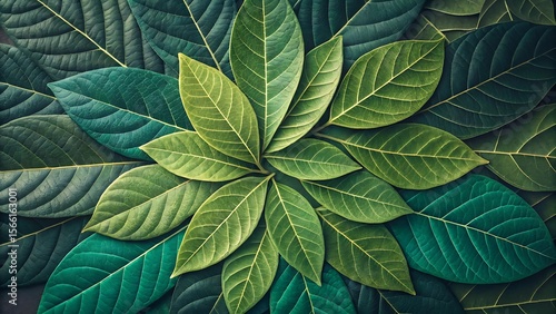 Vibrant Green Leaf Mandala: Lush, Organic Texture, Serene Nature Background