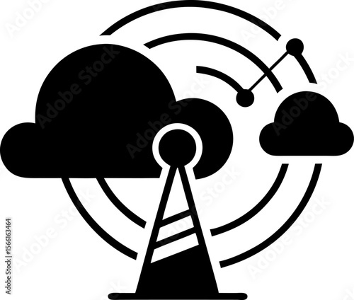 Weather Radar Icon Black and White Vector