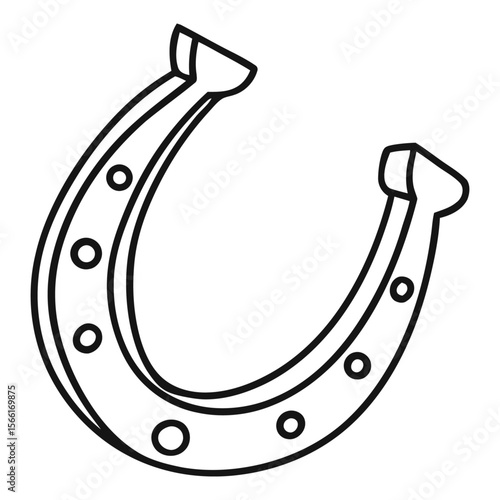 Elongated Horseshoe Outline Icon Vector