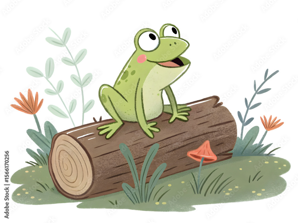 Naklejka premium frog sitting on a tree
