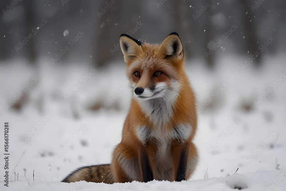 Obraz premium red fox in snow