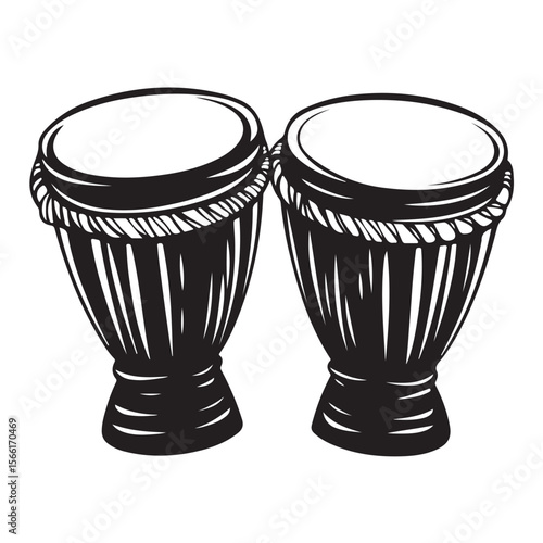 Traditional Bongo Drums silhouette, a vibrant percussion instrument – Bongo Drums illustration – Bongo Drums vector – Musical instrument silhouette 