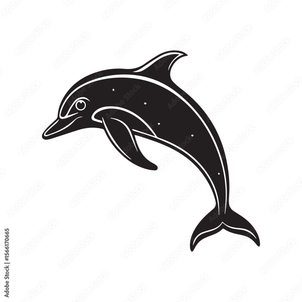 Fototapeta premium Dolphin icon set vector illustration logo sticker design silhouette 