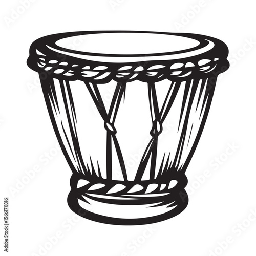 Traditional Bongo Drums silhouette, a vibrant percussion instrument – Bongo Drums illustration – Bongo Drums vector – Musical instrument silhouette 