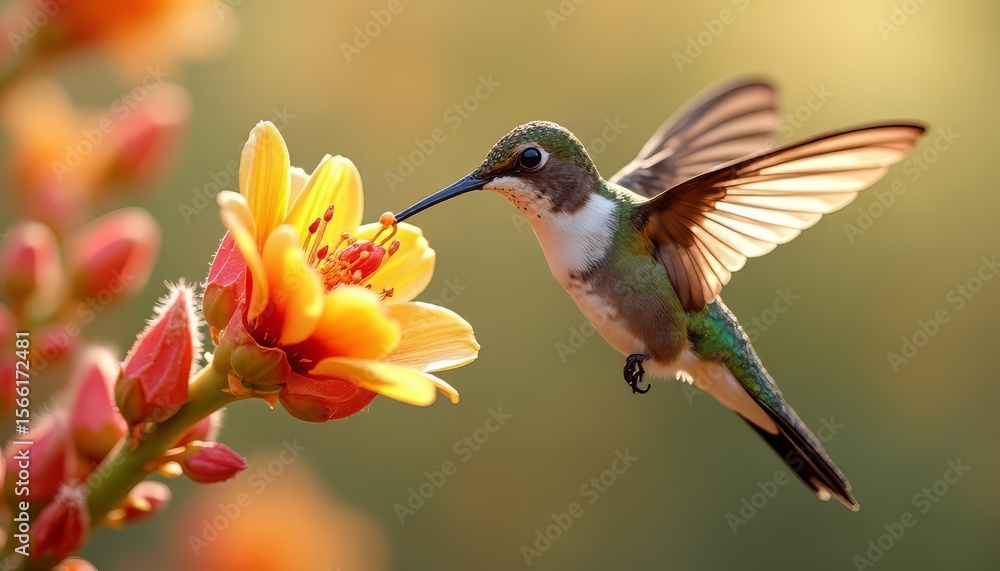 Fototapeta premium Hummingbird and Flower Nectar