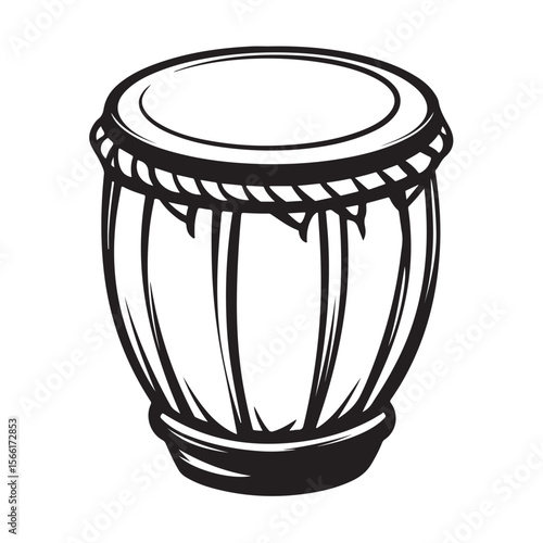 Traditional Bongo Drums silhouette, a vibrant percussion instrument – Bongo Drums illustration – Bongo Drums vector – Musical instrument silhouette 