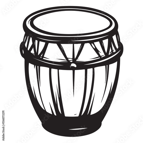 Traditional Bongo Drums silhouette, a vibrant percussion instrument – Bongo Drums illustration – Bongo Drums vector – Musical instrument silhouette 