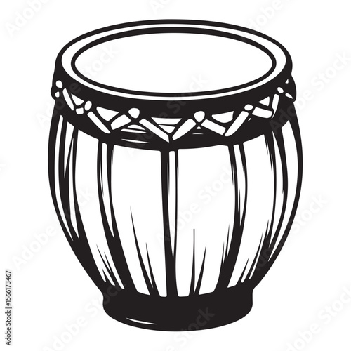 Traditional Bongo Drums silhouette, a vibrant percussion instrument – Bongo Drums illustration – Bongo Drums vector – Musical instrument silhouette 