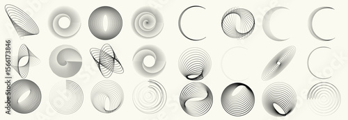 Collection of vector design elements. Set of logos with lines, stripes and circles. Various forms of line and dots design.Vector logo collection. Bundle of circle icons and elements. Set of lines art.