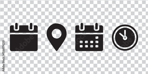 Calendar location clock icons location pin time