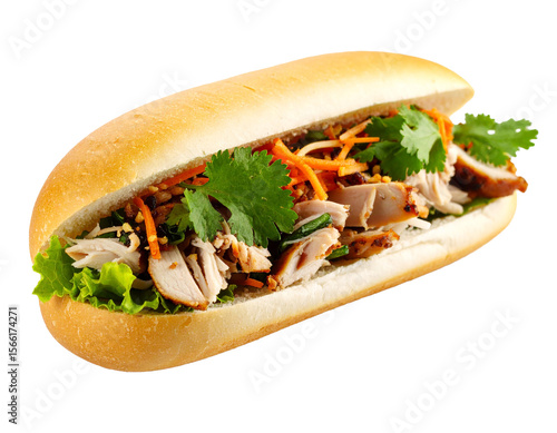 Vietnamese Street Food Bánh Mì with Crispy Chicken