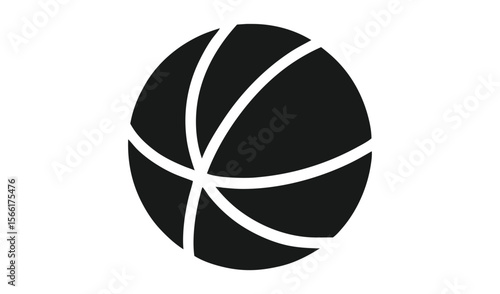 Stylized black and white abstract basketball graphic with clean lines and a modern feel