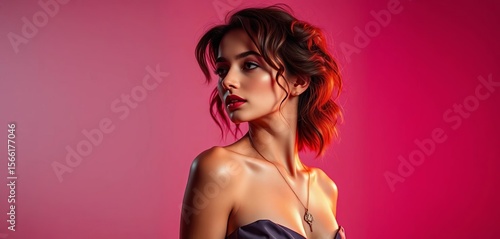 Wallpaper Mural Elegant figure in a stylish pose, studio lighting, backdrop, dark Torontodigital.ca