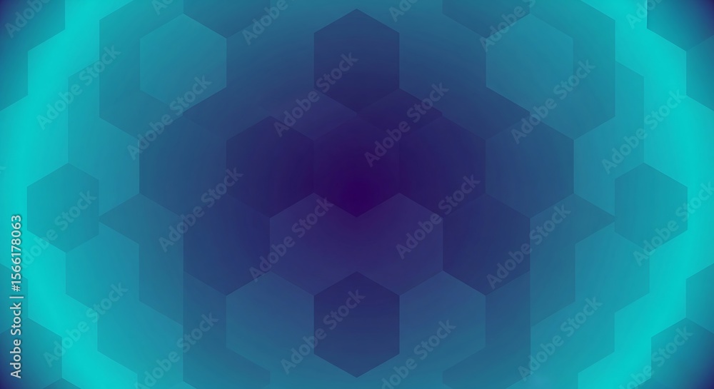 Obraz premium Abstract turquoise blue gradient hexagonal pattern background for modern creative design projects