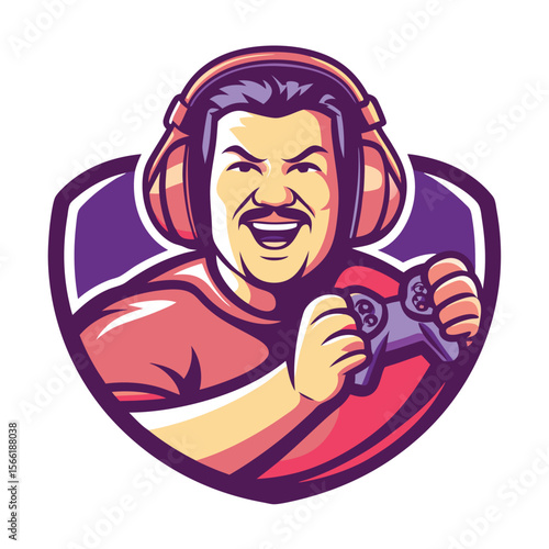 Smiling gamer with headphones and controller (1)