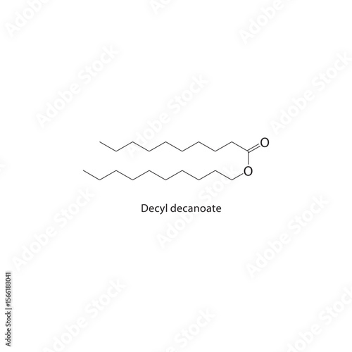 Decyl decanoate skeletal structure. Ester compound schematic illustration. Simple diagram, chemical formula.