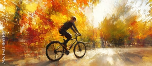 Wallpaper Mural Autumn cyclist in park Torontodigital.ca