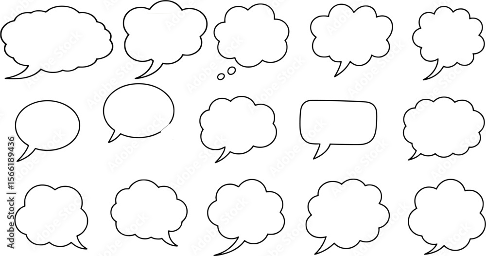Obraz premium Dynamic Collection of Hand-Drawn Speech, Thought, and Explosion Bubbles