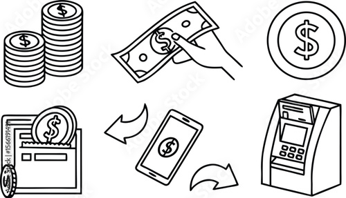 A Modern, Professional Set of Clean Line Style Icons for Business, Finance, Marketing, and Corporate Digital Interfaces