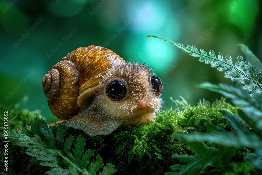 Fototapeta premium cute snail with cute big eyes