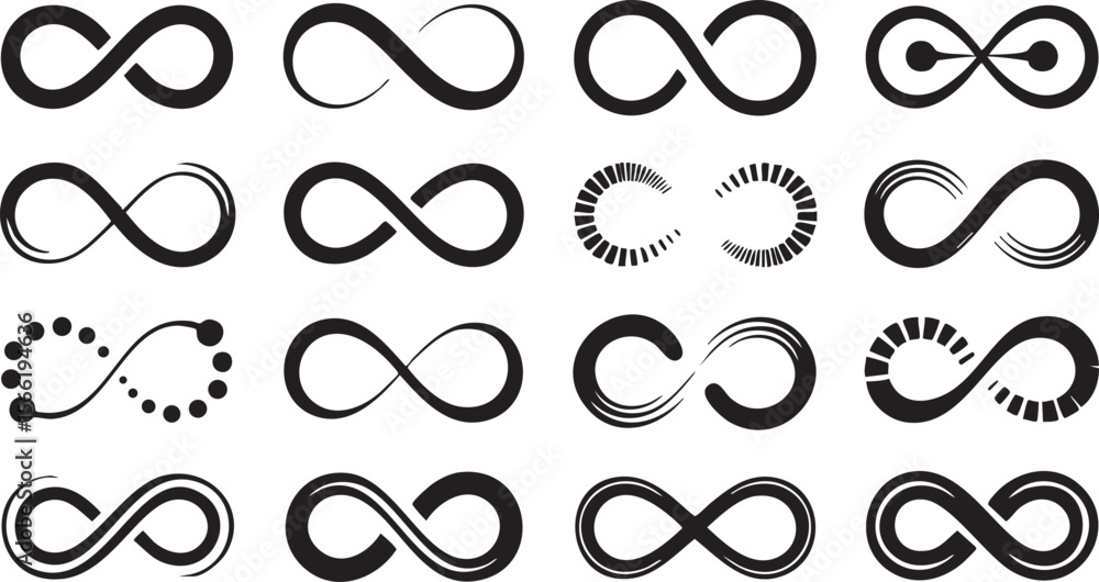 Various infinity symbols and abstract designs black Various infinity symbols and abstract designs black