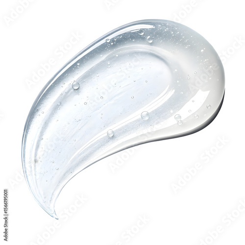Clear gel swirl with bubbles isolated on transparent background for skincare and cosmetics