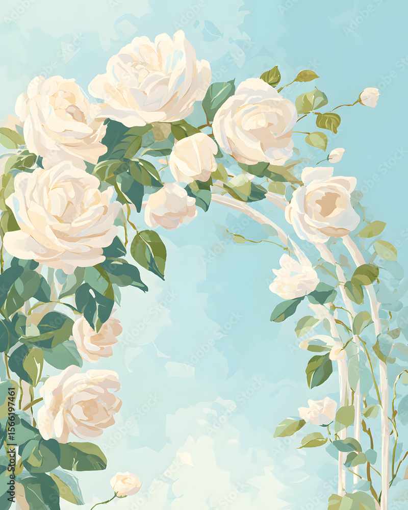 Fototapeta premium Delicate White Roses in a Garden Arch