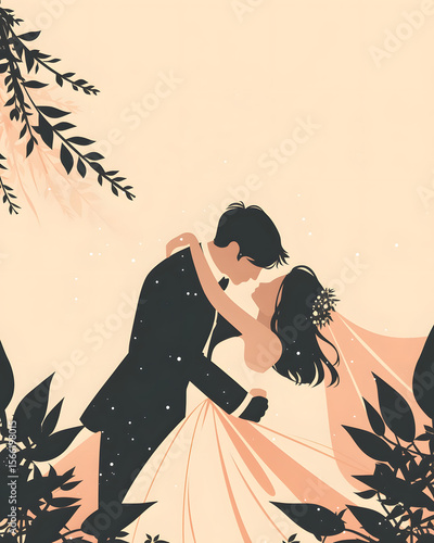 Romantic Silhouette of a Wedding Couple
