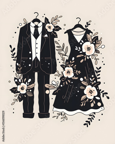 Elegant Wedding Couple Illustration