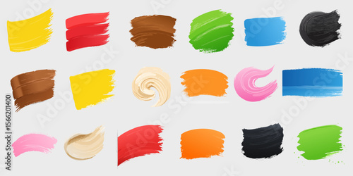 Colorful paint strokes collection. Vector illustration.