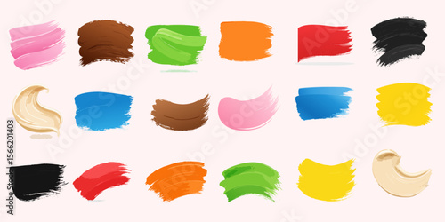Colorful paint strokes collection. Vector illustration.