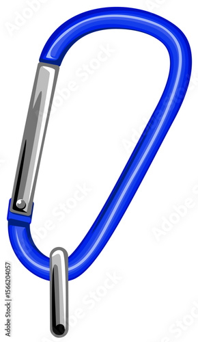 シンプルなカラビナのパーツ素材イラスト／接続金具付き(Simple Carabiner Clip Parts Vector Illustration (with Connector Fittings))