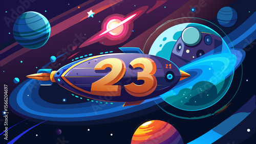 23   Futuristic Spaceship Exploring Galaxy With Gl
