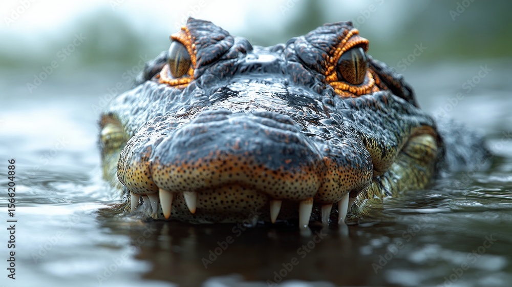 Obraz premium Close-up view of a caiman's head and snout.